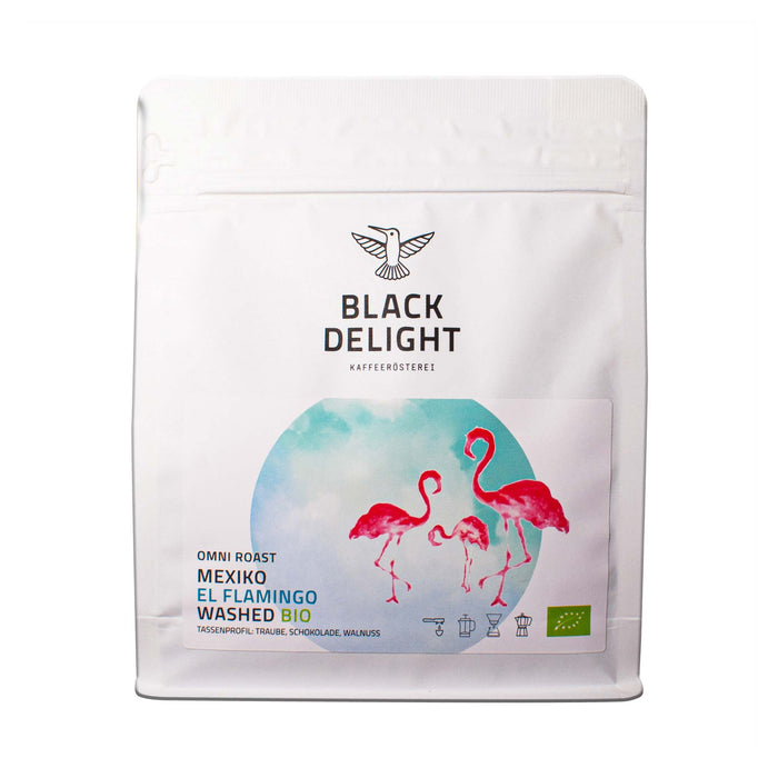 BLACK DELIGHT Mexico el Flamingo Omni Roast Bio-Kaffee, ganze Bohne, 250g