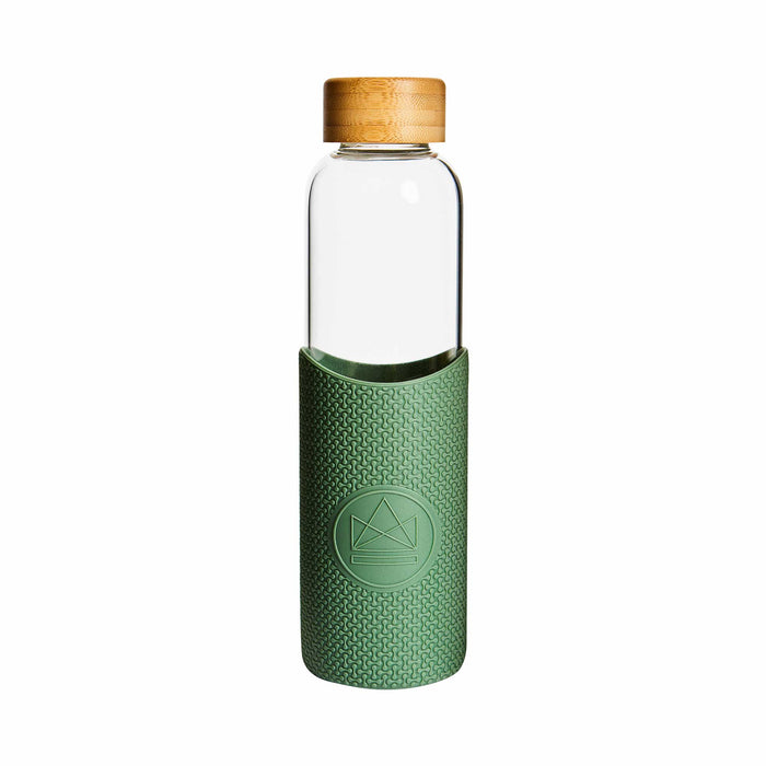 NEON KACTUS Trinkflasche aus Glas  550ml - Happy Camper + BACCYS natürluches Aroma Minze