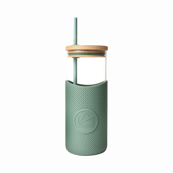 NEON KACTUS Trinkglas mit Deckel und Trinkhalm 1000ml - Happy Camper