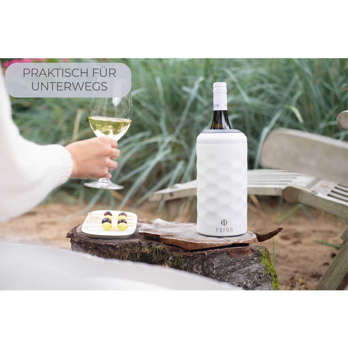 PRIMØ GERMANY Wein- & Sektkühler mit Deckel aus Edelstahl - weiss