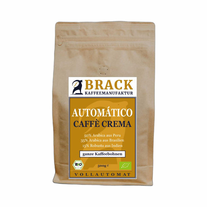 BRACK Bio-Kaffee Vollautomat Crema, ganze Bohne, 500g