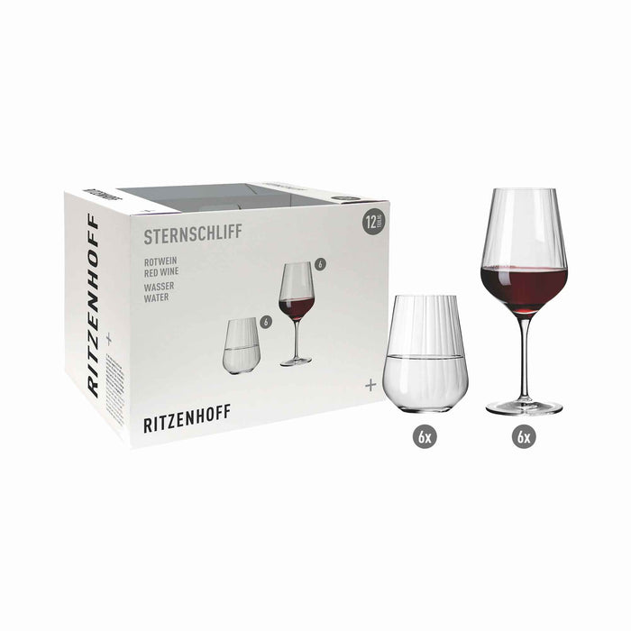 RITZENHOFF Sternschliff 12er-Set Rotwein & Wasser Gläser